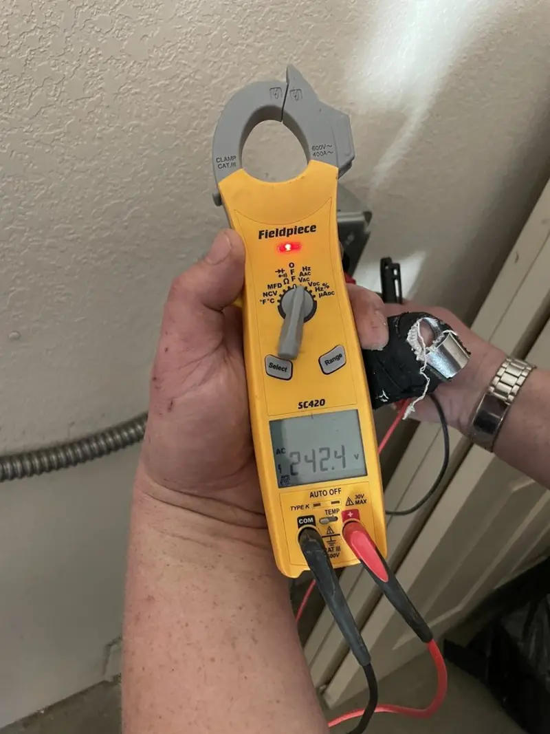 Voltage testing with clamp meter during Hot Tub / Pool Electrical Wiring in Plainfield